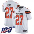 Wholesale Cheap Nike Browns #27 Kareem Hunt White Men's Stitched NFL 100th Season Vapor Untouchable Limited Jersey