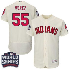 Wholesale Cheap Indians #55 Roberto Perez Cream Flexbase Authentic Collection 2016 World Series Bound Stitched MLB Jersey