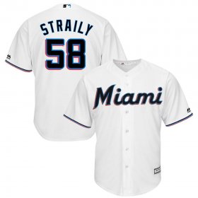 Wholesale Cheap Miami Marlins #58 Dan Straily Majestic Home 2019 Cool Base Player Jersey White