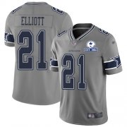 Wholesale Cheap Nike Cowboys #21 Ezekiel Elliott Gray Men's Stitched With Established In 1960 Patch NFL Limited Inverted Legend Jersey
