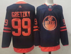 Wholesale Cheap Men\'s Edmonton Oilers #99 Wayne Gretzky Navy Blue 50th Anniversary Adidas Stitched NHL Jersey
