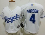 Wholesale Cheap Toddler Royals #4 Alex Gordon White Cool Base Stitched MLB Jersey
