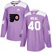Wholesale Cheap Adidas Flyers #40 Jordan Weal Purple Authentic Fights Cancer Stitched NHL Jersey