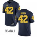 Wholesale Cheap Men's Michigan Wolverines #42 Ben Mason Blue Big&Tall Performance Jersey