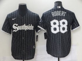 Wholesale Cheap Men\'s Chicago White Sox #88 Luis Robert Black 2021 City Connect Stitched MLB Cool Base Nike Jersey