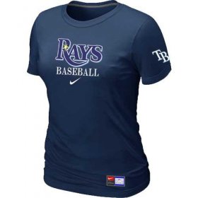 Wholesale Cheap Women\'s Tampa Bay Rays Nike Short Sleeve Practice MLB T-Shirt Midnight Blue