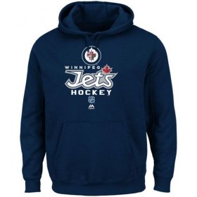 Wholesale Cheap Winnipeg Jets Majestic Critical Victory Pullover Hoodie Sweatshirt Navy Blue