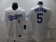 Wholesale Cheap Men's Los Angeles Dodgers #5 Freddie Freeman White Flex Base Stitched Jersey