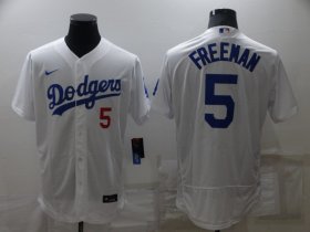 Wholesale Cheap Men\'s Los Angeles Dodgers #5 Freddie Freeman White Flex Base Stitched Jersey