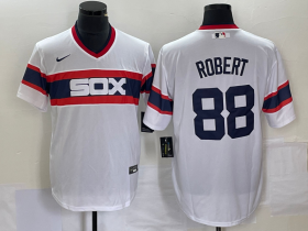 Wholesale Cheap Men\'s Chicago White Sox #88 Luis Robert White Cool Base Throwback Stitched Jersey