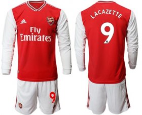 Wholesale Cheap Arsenal #9 Lacazette Red Home Long Sleeves Soccer Club Jersey