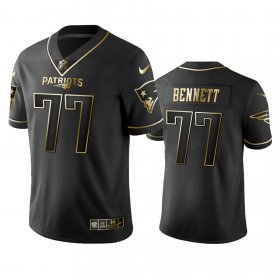 Wholesale Cheap Nike Patriots #77 Michael Bennett Black Golden Limited Edition Stitched NFL Jersey