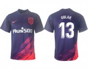 Wholesale Cheap Men 2021-2022 Club Atletico Madrid away aaa version purple 13 Soccer Jersey