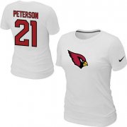 Wholesale Cheap Women's Nike Arizona Cardinals #21 Patrick Peterson Name & Number T-Shirt White