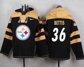 Wholesale Cheap Nike Steelers #36 Jerome Bettis Black Player Pullover NFL Hoodie