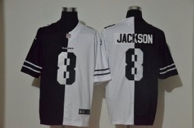 Wholesale Cheap Men\'s Baltimore Ravens #8 Lamar Jackson Black White Peaceful Coexisting 2020 Vapor Untouchable Stitched NFL Nike Limited Jersey
