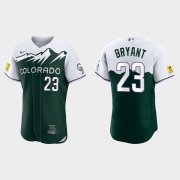 Wholesale Men's Colorado Rockies #23 Kris Bryant Green 2022 City Connect Flex Base Stitched Baseball Jersey