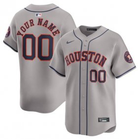 Cheap Men\'s Houston Astros Customized Gray 2024 Away Limited Stitched Baseball Jersey