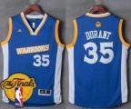 Wholesale Cheap Men's Warriors #35 Kevin Durant Royal Stretch Crossover 2017 The Finals Patch Stitched NBA Jersey