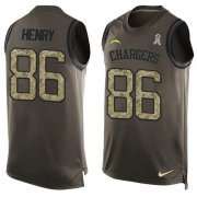 Wholesale Cheap Nike Chargers #86 Hunter Henry Green Men's Stitched NFL Limited Salute To Service Tank Top Jersey