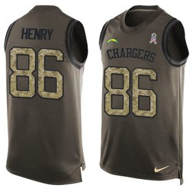 Wholesale Cheap Nike Chargers #86 Hunter Henry Green Men\'s Stitched NFL Limited Salute To Service Tank Top Jersey