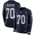 Wholesale Cheap Nike Cowboys #70 Zack Martin Navy Blue Team Color Men's Stitched NFL Limited Therma Long Sleeve Jersey