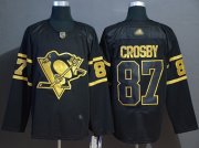 Wholesale Cheap Adidas Penguins #87 Sidney Crosby Black/Gold Authentic Stitched NHL Jersey