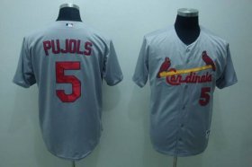 Wholesale Cheap Cardinals #5 Albert Pujols Stitched Grey MLB Jersey
