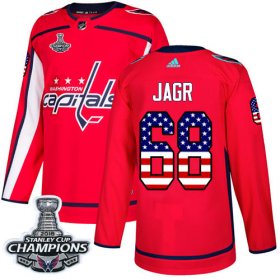 Wholesale Cheap Adidas Capitals #68 Jaromir Jagr Red Home Authentic USA Flag Stanley Cup Final Champions Stitched NHL Jersey