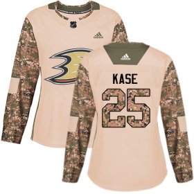 Wholesale Cheap Adidas Ducks #25 Ondrej Kase Camo Authentic 2017 Veterans Day Women\'s Stitched NHL Jersey
