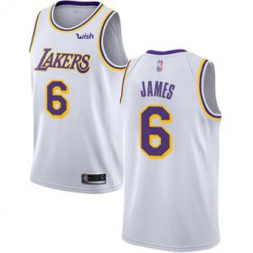 Cheap Youth Lakers #6 LeBron James White Basketball Swingman Association Edition Jersey