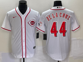 Wholesale Cheap Men\'s Cincinnati Reds #44 Elly De La Cruz White With Patch Cool Base Stitched Baseball Jersey