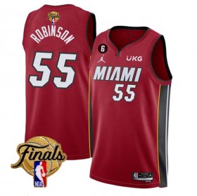 Wholesale Cheap Men\'s Miami Heat #55 Duncan Robinson Red 2023 Finals Statement Edition With NO.6 Patch Stitched Basketball Jersey