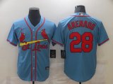 Wholesale Cheap Men's St. Louis Cardinals #28 Nolan Arenado Light Blue Stitched MLB Cool Base Nike Jersey