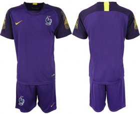 Wholesale Cheap France Blank Purple Goalkeeper Soccer Country Jersey