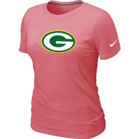 Wholesale Cheap Women\'s Nike Green Bay Packers Pink Logo T-Shirt