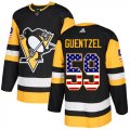 Wholesale Cheap Adidas Penguins #59 Jake Guentzel Black Home Authentic USA Flag Stitched Youth NHL Jersey