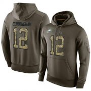 Wholesale Cheap NFL Men's Nike Philadelphia Eagles #12 Randall Cunningham Stitched Green Olive Salute To Service KO Performance Hoodie