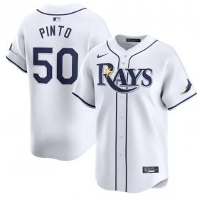 Cheap Men\'s Tampa Bay Rays #50 Rene Pinto White Home Limited Stitched Baseball Jersey