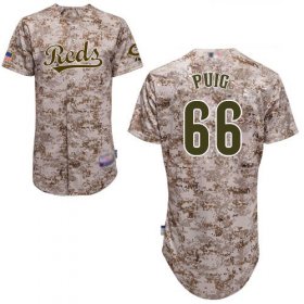 Wholesale Cheap Reds #66 Yasiel Puig Camo Cool Base Stitched Youth MLB Jersey