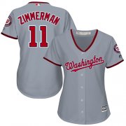 Wholesale Cheap Nationals #11 Ryan Zimmerman Grey Road Women's Stitched MLB Jersey
