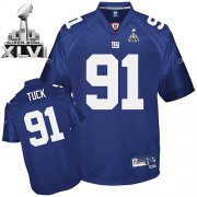 Wholesale Cheap Giants #91 Justin Tuck Blue Super Bowl XLVI Embroidered NFL Jersey