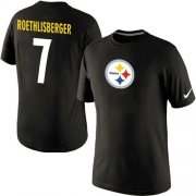 Wholesale Cheap Nike Pittsburgh Steelers #7 Ben Roethlisberger Name & Number NFL T-Shirt Black