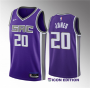Wholesale Cheap Men's Sacramento Kings #20 Colby Jones Purple 2023 Draft Icon Edition Stitched Jersey