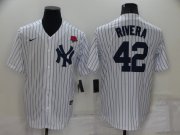 Wholesale Cheap Men's New York Yankees #42 Mariano Rivera White Stitched Rose Nike Cool Base Throwback Jersey