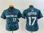 Wholesale Cheap Women's Los Angeles Angels #17 Shohei Ohtani Number Teal 2023 All Star Cool Base Stitched Jersey