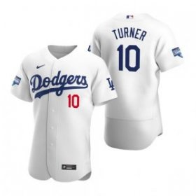 Wholesale Cheap Los Angeles Dodgers #10 Justin Turner White 2020 World Series Champions Jersey