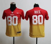 Wholesale Cheap Nike 49ers #80 Jerry Rice Red/Gold Youth Stitched NFL Elite Fadeaway Fashion Jersey