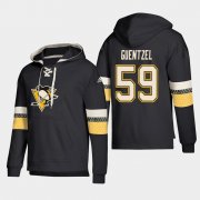Wholesale Cheap Pittsburgh Penguins #59 Jake Guentzel Black adidas Lace-Up Pullover Hoodie