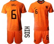 Wholesale Cheap 2021 European Cup Netherlands home Youth 6 soccer jerseys